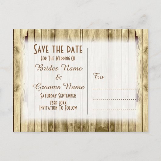 ワイルドウェスト西部の牧場テーマ日付を保存 案内ポストカード (裏面)