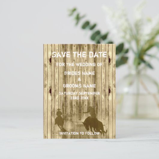 ワイルドウェスト西部の牧場テーマ日付を保存 案内ポストカード (スタンド正面)