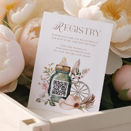 ワイルドウェスト西部ベビーシャワーQRコードレジストリ エンクロージャーカード