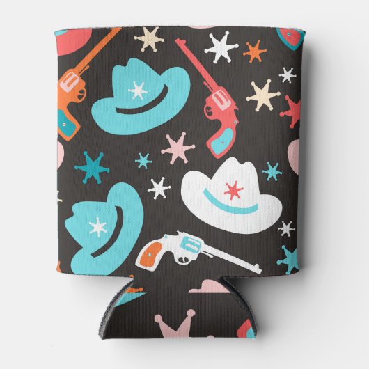 ワイルドウェスト、リボルバーカウボーイパターン。 缶クーラー (正面)