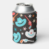 ワイルドウェスト、リボルバーカウボーイパターン。 缶クーラー (缶裏面)