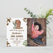 ワイルドウェストRodeo Cowboy 2nd誕生日パーティー写真 招待状 (スタンド正面)