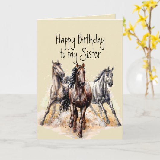 ワイルドウエスタンウマ誕生日シスター動物カード カード (黄色い花)