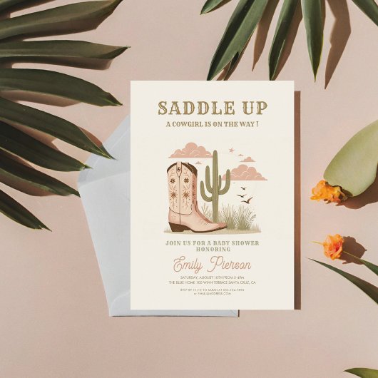 ワイルドウエスタンサボガールベビーシャワー 招待状