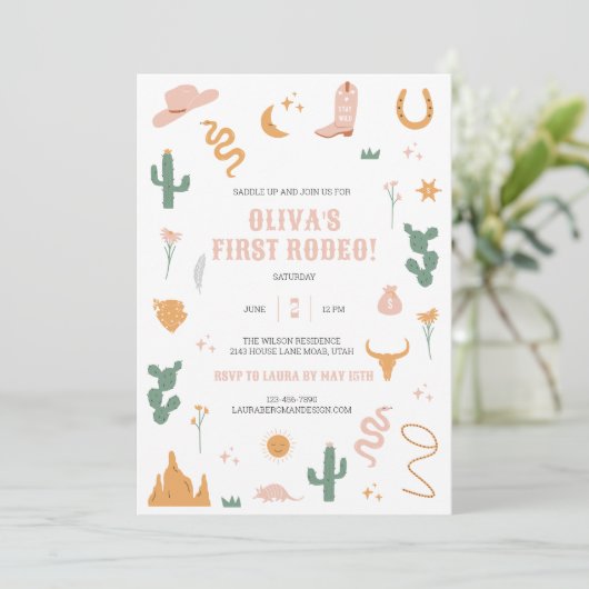 ワイルドウエスタンファースト誕生日招待状 招待状 (スタンド正面)