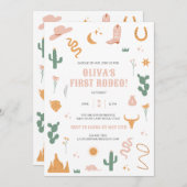 ワイルドウエスタンファースト誕生日招待状 招待状 (正面/裏面)