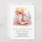 ワイルドウエストお祝い女性のカーボーイベビーシャワー 招待状 (正面)