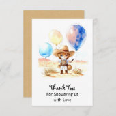 ワイルドウエストアドベンチャーボーイ赤ちゃんシャワー サンキューカード (正面/裏面)