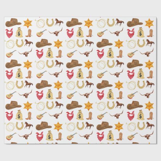 ワイルドウエストウェスタンカントリーロデオアニエージ誕生日 ラッピングペーパー (フラット)