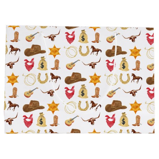 ワイルドウエストウェスタンカントリーロデオアニエージ誕生日 ラージペーパーバッグ (裏面)