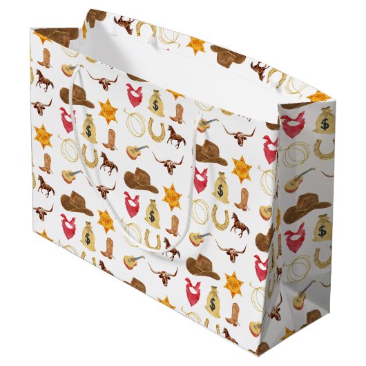 ワイルドウエストウェスタンカントリーロデオアニエージ誕生日 ラージペーパーバッグ (裏面アングル)