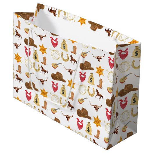 ワイルドウエストウェスタンカントリーロデオアニエージ誕生日 ラージペーパーバッグ (正面アングル)