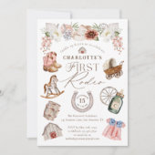 ワイルドウエストウェスタン女性のカーボーイファーストロデオ1st誕生日 招待状 (正面)