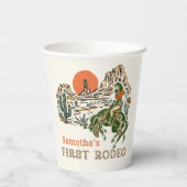 ワイルドウエストウェスタン女性のカーボーイ1st誕生日紙カップ 紙コップ (裏面)