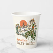ワイルドウエストウェスタン女性のカーボーイ1st誕生日紙カップ 紙コップ (正面)