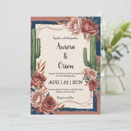 ワイルドウエストウエスタンボホ結婚式招待状 招待状 (スタンド正面)