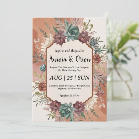 ワイルドウエストウエスタンボホ結婚式招待状 招待状 (スタンド正面)