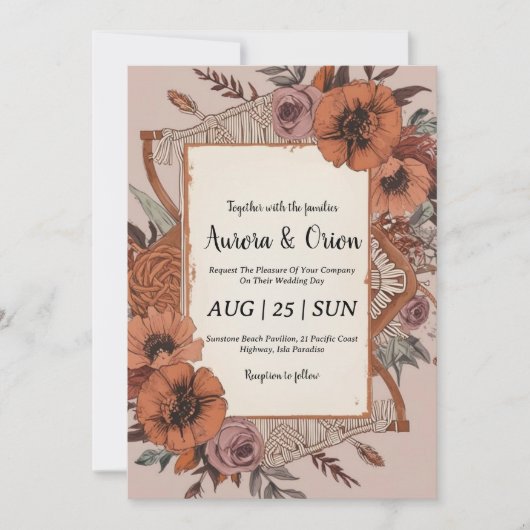 ワイルドウエストウエスタンボホ結婚式招待状 招待状 (正面)