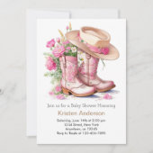 ワイルドウエストウォーターカラー女性のカーボーイベビーシャワー 招待状 (正面)