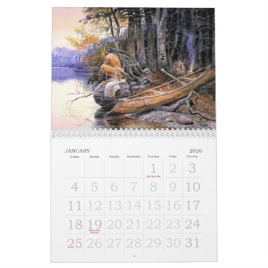 ワイルドウエストオイルペインティングカウボーイズインディアン | カレンダー (1月 2026)