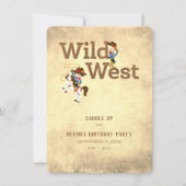 ワイルドウエストカウボーイカスタム女性のカーボーイチャイルド誕生日 招待状 (正面)