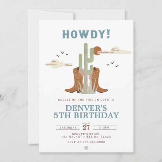 ワイルドウエストカウボーイカントリーウェスタンバースデーパーティー 招待状 (正面)