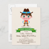 ワイルドウエストカウボーイテーマベビーシャワー インビテーションポストカード (正面/裏面)