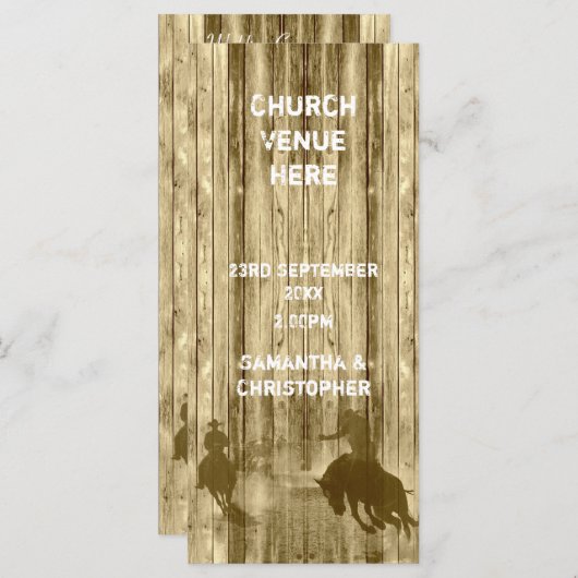 ワイルドウエストカウボーイテーマ教会の結婚式プログラム プログラム (正面/裏面)