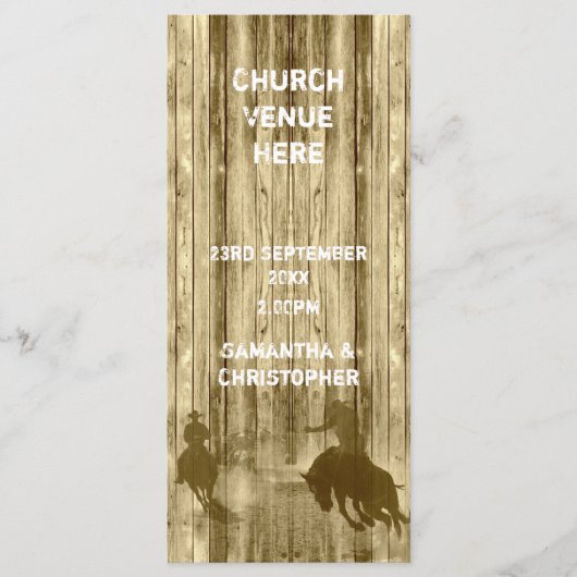 ワイルドウエストカウボーイテーマ教会の結婚式プログラム プログラム (正面)