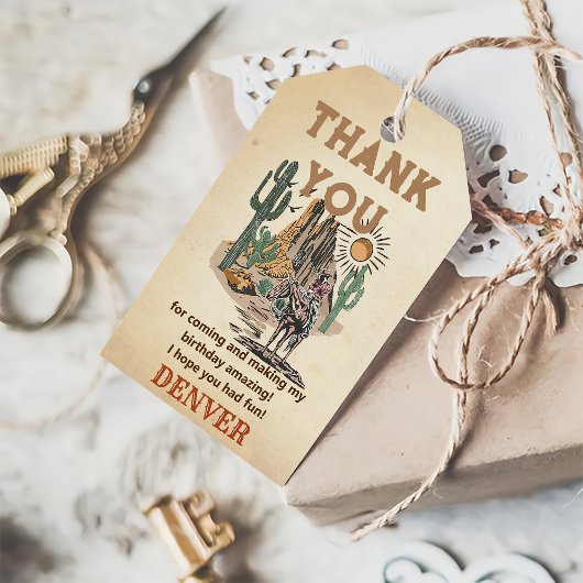 ワイルドウエストカウボーイバースデーパーティーありがとうGi ギフトタグ