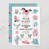 ワイルドウエストカウボーイバースデーパーティーの招待 招待状 (正面/裏面)
