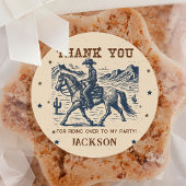 ワイルドウエストカウボーイバースデーパーティーステッカー ラウンドシール