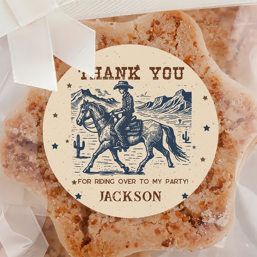 ワイルドウエストカウボーイバースデーパーティーステッカー ラウンドシール