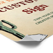 ワイルドウエストカウボーイバースデーパーティーテーブルサイン ポスター (角)