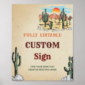 ワイルドウエストカウボーイバースデーパーティーテーブルサイン ポスター (正面)