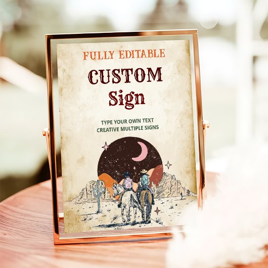 ワイルドウエストカウボーイバースデーパーティーテーブルサイン ポスター