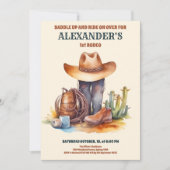ワイルドウエストカウボーイファーストロデオ誕生日 招待状 (正面)