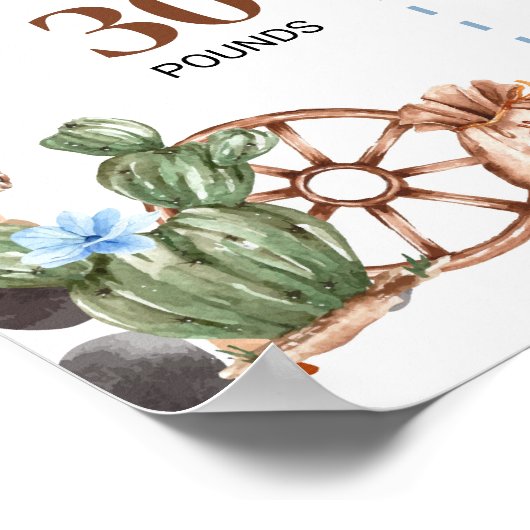 ワイルドウエストカウボーイファースト誕生日マイルストーンサイン ポスター (角)