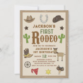 ワイルドウエストカウボーイファーストRodeo 1stバースデーフォト 招待状 (正面)