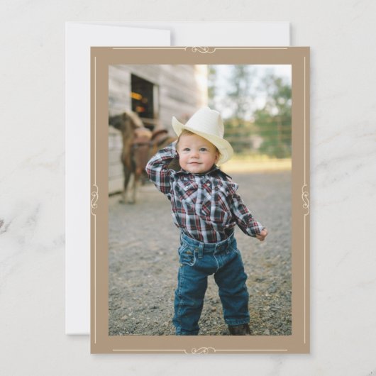 ワイルドウエストカウボーイファーストRodeo 1stバースデーフォト 招待状 (裏面)