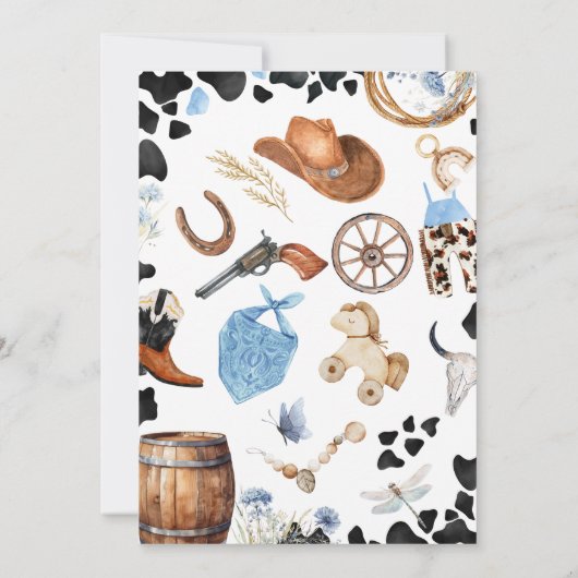 ワイルドウエストカウボーイブルーベビーシャワー 招待状 (裏面)