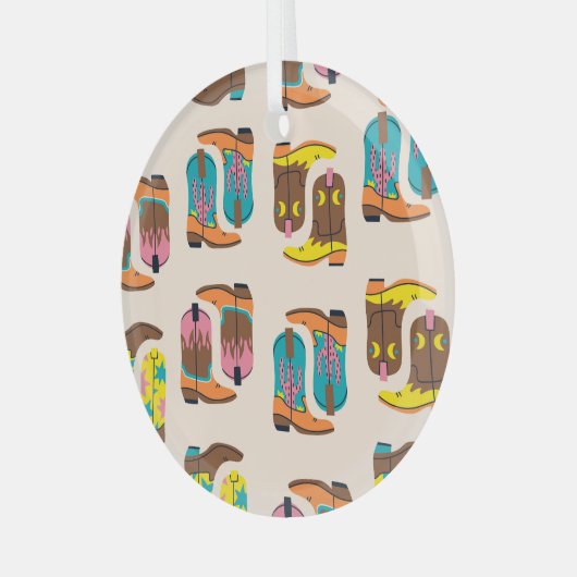 ワイルドウエストカウボーイブーツ：ファッションコンセプトパターン ガラスオーナメント (正面左)