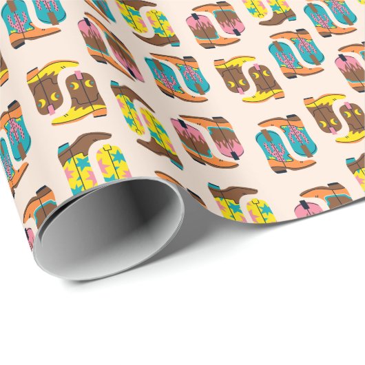 ワイルドウエストカウボーイブーツ：ファッションコンセプトパターン ラッピングペーパー (ロールコーナー)