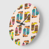 ワイルドウエストカウボーイブーツ:ファッションコンセプトパターン ラージ壁時計 (傾斜)