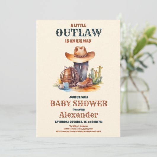 ワイルドウエストカウボーイベビーシャワー 招待状 (スタンド正面)