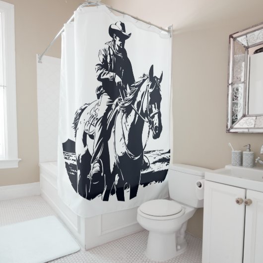 ワイルドウエストカウボーイホースバックライド シャワーカーテン (インサイチュ)