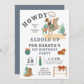ワイルドウエストカウボーイボーイ誕生日招待状 招待状 (正面/裏面)