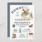 ワイルドウエストカウボーイボーイ5th誕生日招待状 招待状 (正面/裏面)