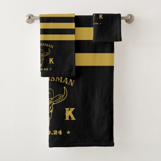 ワイルドウエストカウボーイモノグラムパーソナライズされたグロムスマン バスタオルセット (インサイチュ)