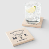 ワイルドウエストカウボーイモノグラム花婿介添人グロムスマン ストーンコースター (横)